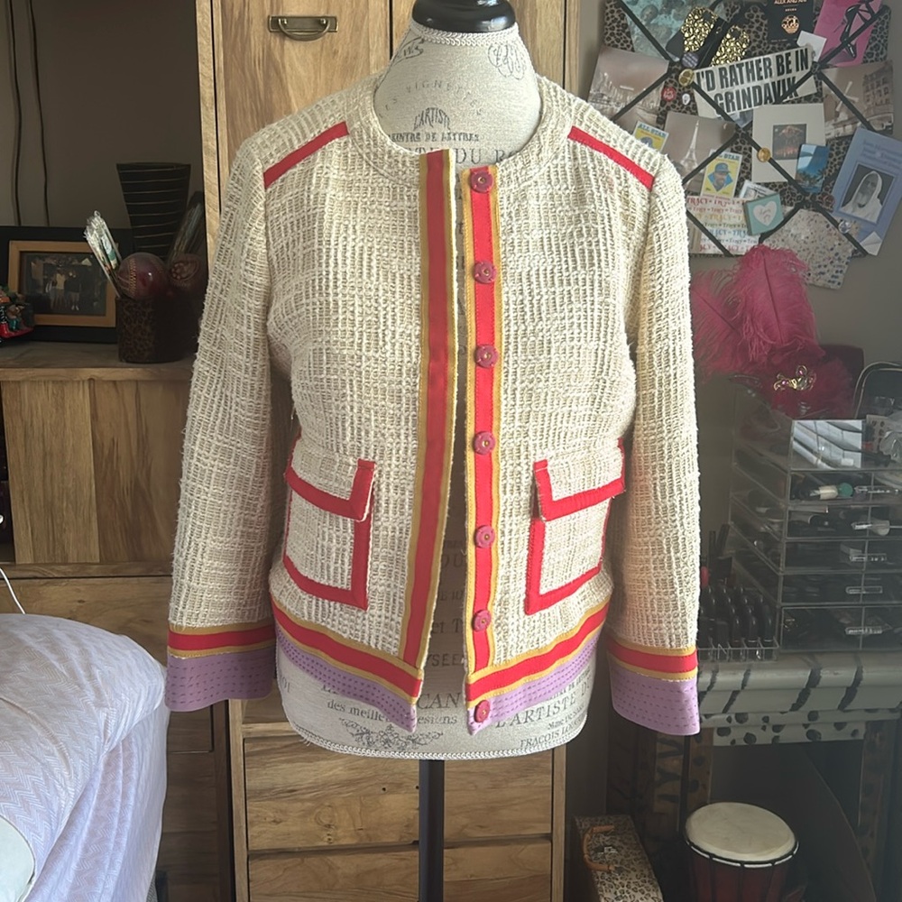 Tory Burch Cream and Pink Blazer